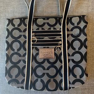 Coach Silver and Black tote